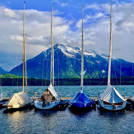 Am Thunersee, 4 Sterne Privatwohnung, 2 Schlafzimmer, Gratis Parkplatz, Seeblick דירה Oberhofen