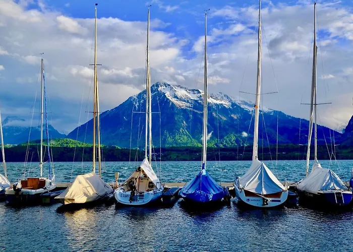 Am Thunersee, 4 Sterne Privatwohnung, 2 Schlafzimmer, Gratis Parkplatz, Seeblick דירה Oberhofen