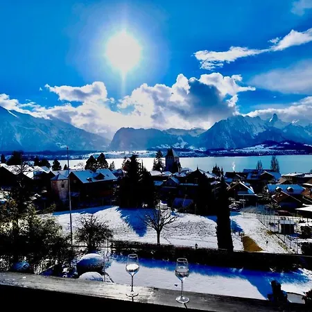 Am Thunersee, 4 Sterne Privatwohnung, 2 Schlafzimmer, Gratis Parkplatz, Seeblick Oberhofen